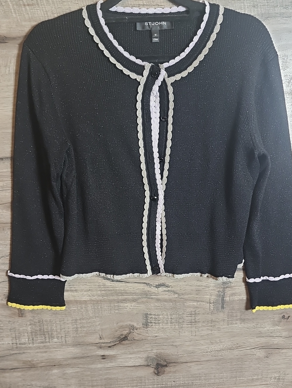 St. John Knit Cardigan In Sparkle Black